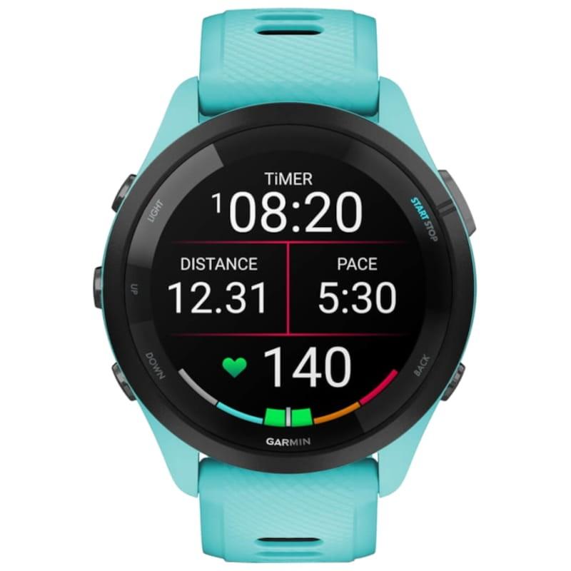Garmin Forerunner 265 Turquesa/Negro Vista frontal