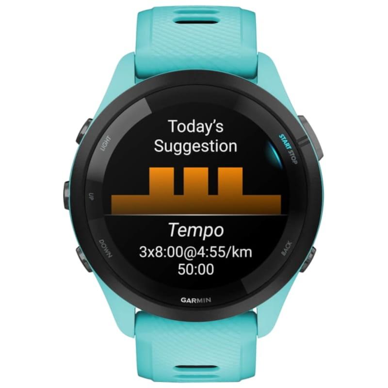 Garmin Forerunner 265 Turquesa/Negro Vista frontal app