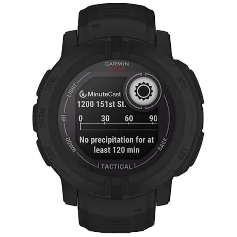 función del tiempo del Reloj inteligente Garmin Instinct 2 45mm Solar Tactical Edition Negro
