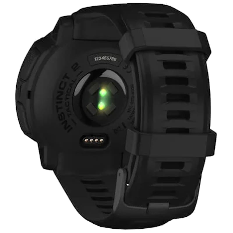 vista frontal y lateral derecho del Reloj inteligente Garmin Instinct 2 45mm Solar Tactical Edition Negro