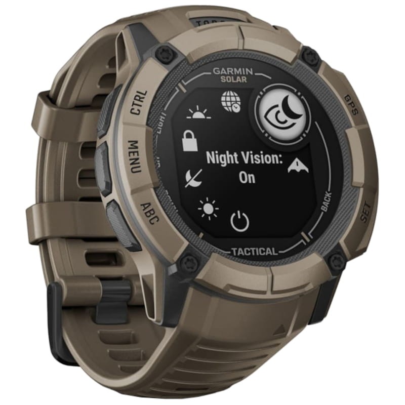 Garmin Instinct 2X Solar Tactical Edition 1.1 Castanho - Smartwatch Frente lado direito
