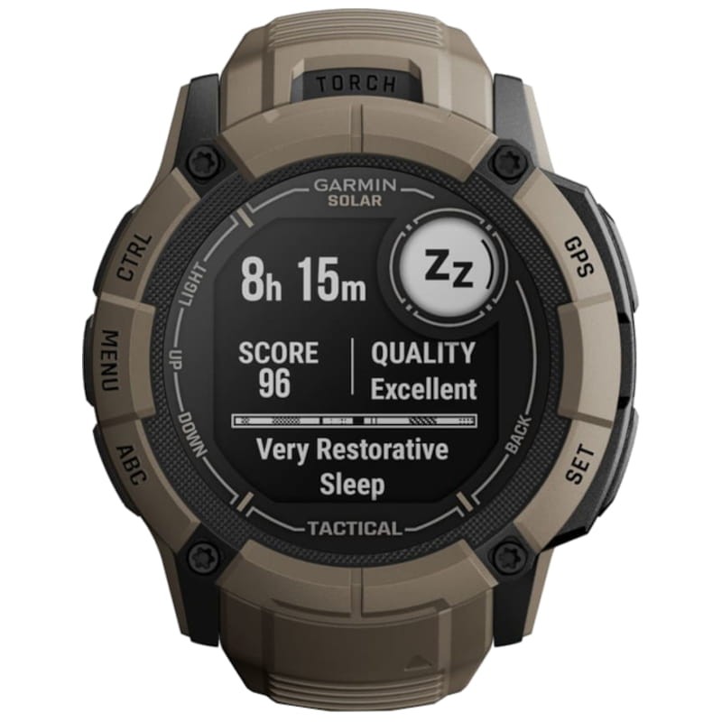 Garmin Instinct 2X Solar Tactical Edition 1.1 Castanho - Vista Frontal Smartwatch