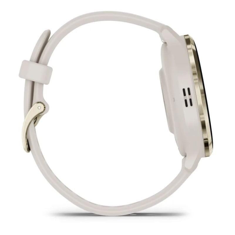 Lateral izquierdo de Garmin Venu 3S Gris Dorado – Reloj inteligente