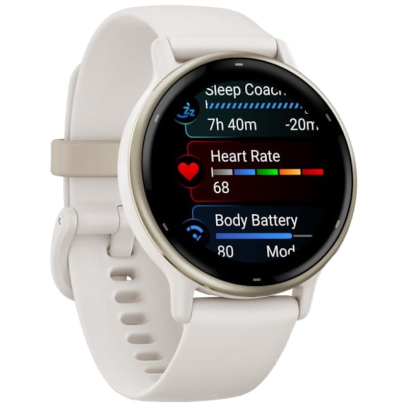 Garmin vivoactive 5 Cream - Montre intelligente Vue de face côté droit