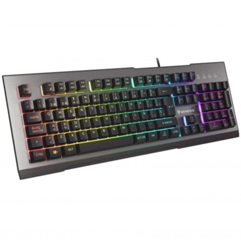 Perspective droite du Clavier Gaming Genesis Rhod 500 RGB Noir / Argent