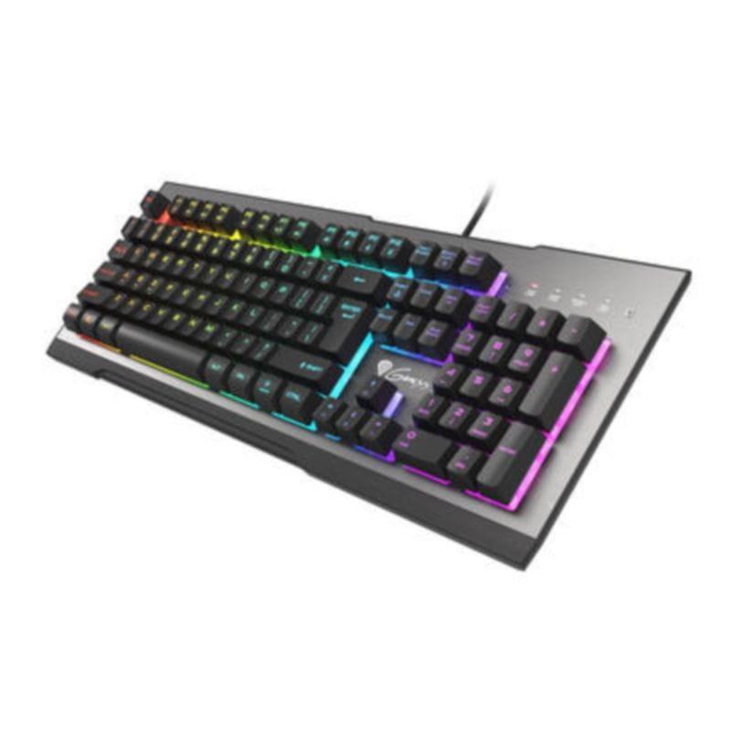 Perspective gauche du Clavier Gaming Genesis Rhod 500 RGB Noir / Argent