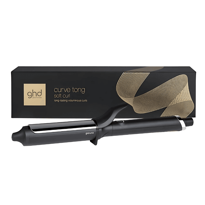 Rizador GHD Curve Soft Curl Iron junto a su caja
