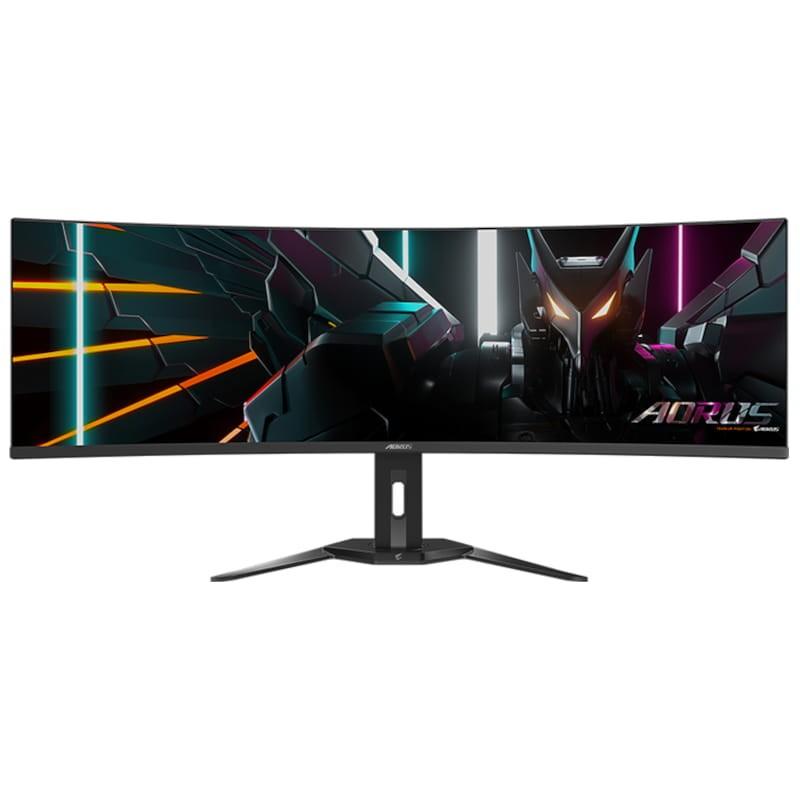 Gigabyte AORUS CO49DQ 49 WDQHD OLED UltraWide Curvo 144 Hz FreeSync Premium Pro Preto - Monitor de jogos Vista frontal lado direito