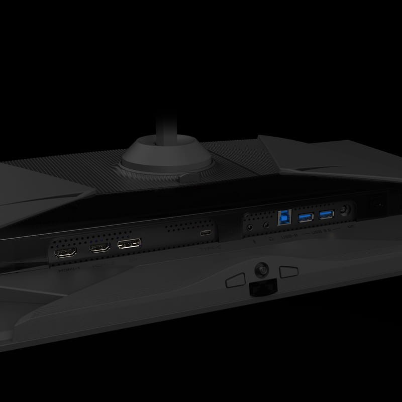 Detalle de las conexiones y puertos del Monitor Gigabyte AORUS FO32U 31.5 4K UHD Negro