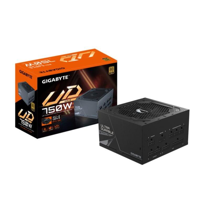 Fuente de alimentación GIGABYTE UD750GM PG5 junto a su caja