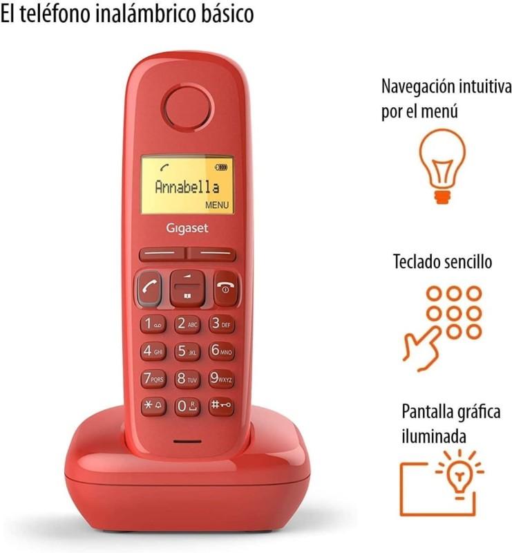 Gigaset A170 DECT/analógico Granate - Teléfono teclado sencillo