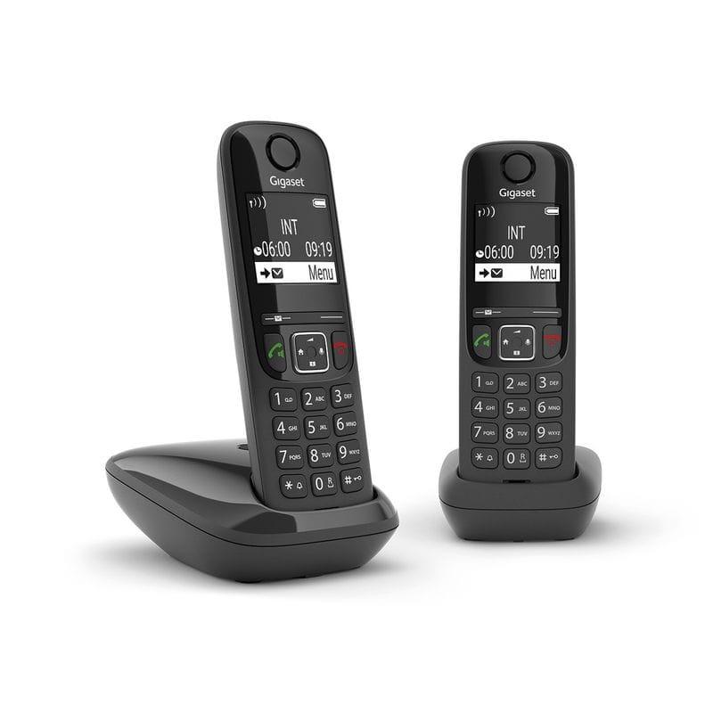 Frontale de Gigaset AS690 Duo Téléphone DECT/analogique Noir - Téléphone fixe