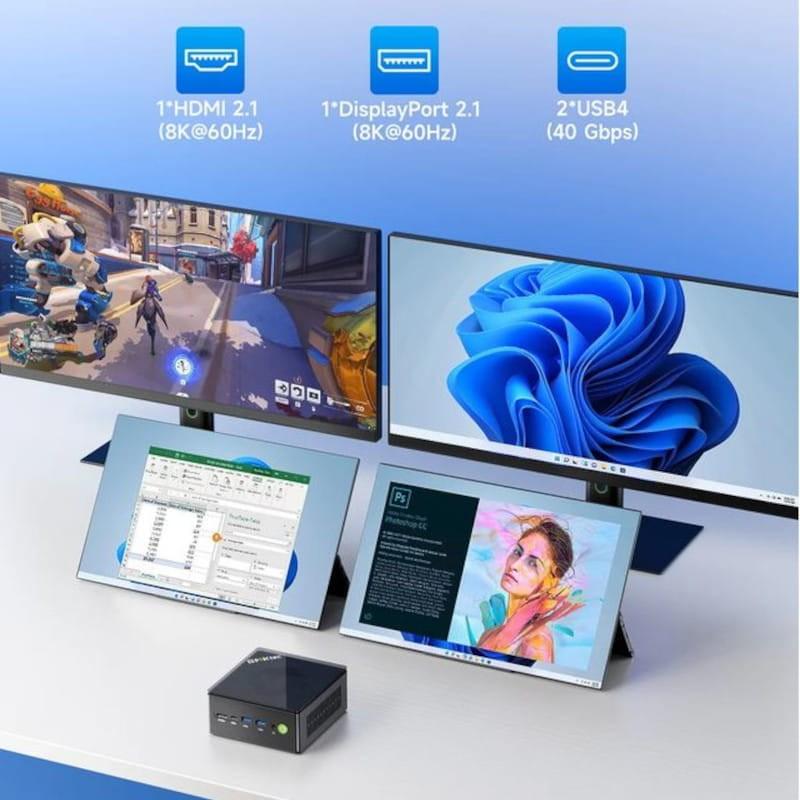 Pantallas de GMKtec NucBox K8 Plus Ryzen 7 8845HS/32GB/1TB/W11 Negro - Mini PC