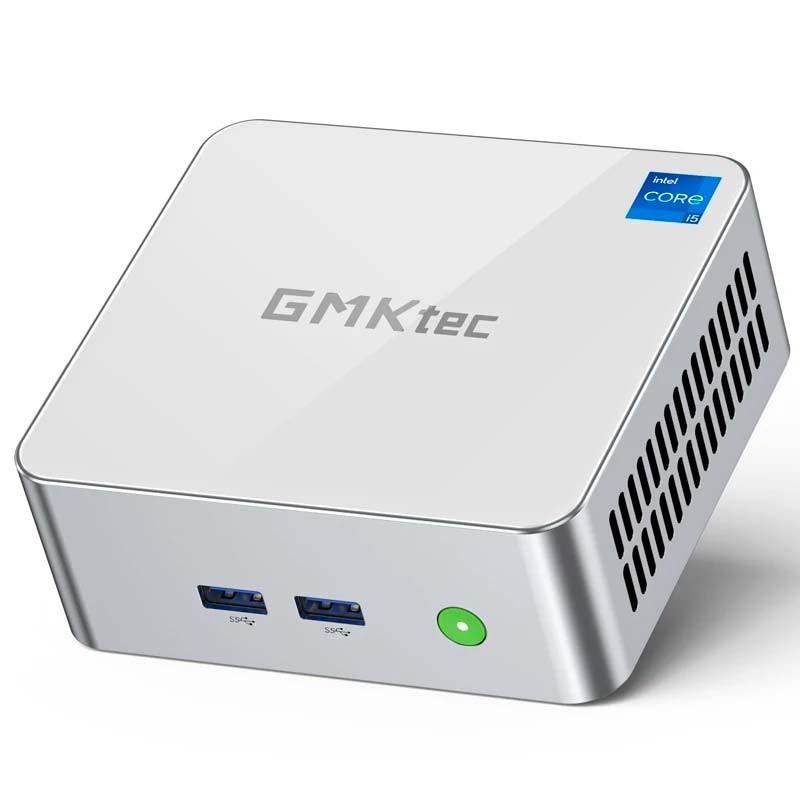 GMKtec NucBox M3 Intel i5-12450H/16 Go/1 To SSD/Windows 11 Pro Argent - vue supérieure, avant et latérale