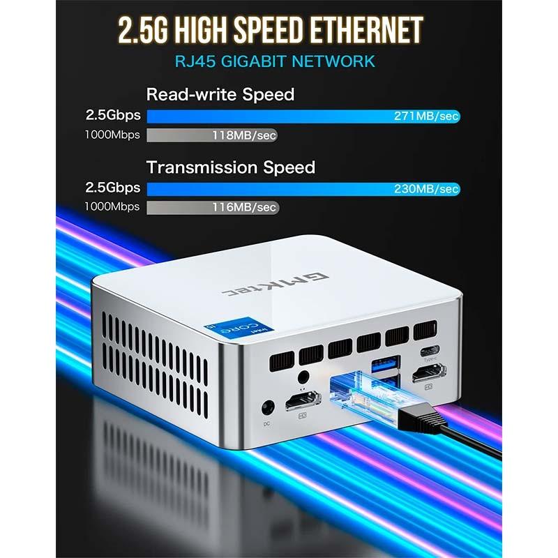 GMKtec NucBox M3 Intel i5-12450H/16 Go/1 To SSD/Windows 11 Pro Argent - Gigabit LAN