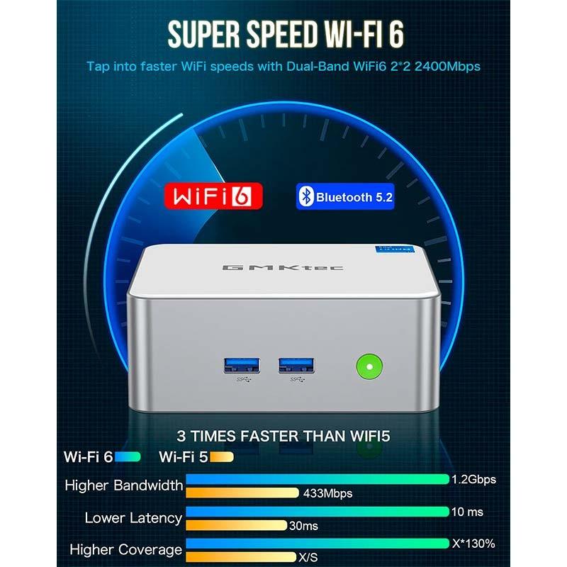 GMKtec NucBox M3 Intel i5-12450H/16 Go/1 To SSD/Windows 11 Pro Argent - Wi-Fi 6