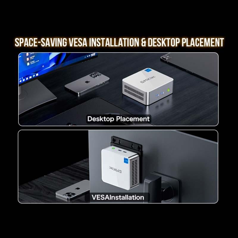 GMKtec NucBox M3 Intel i5-12450H/16 Go/1 To SSD/Windows 11 Pro Argent - montage VESA