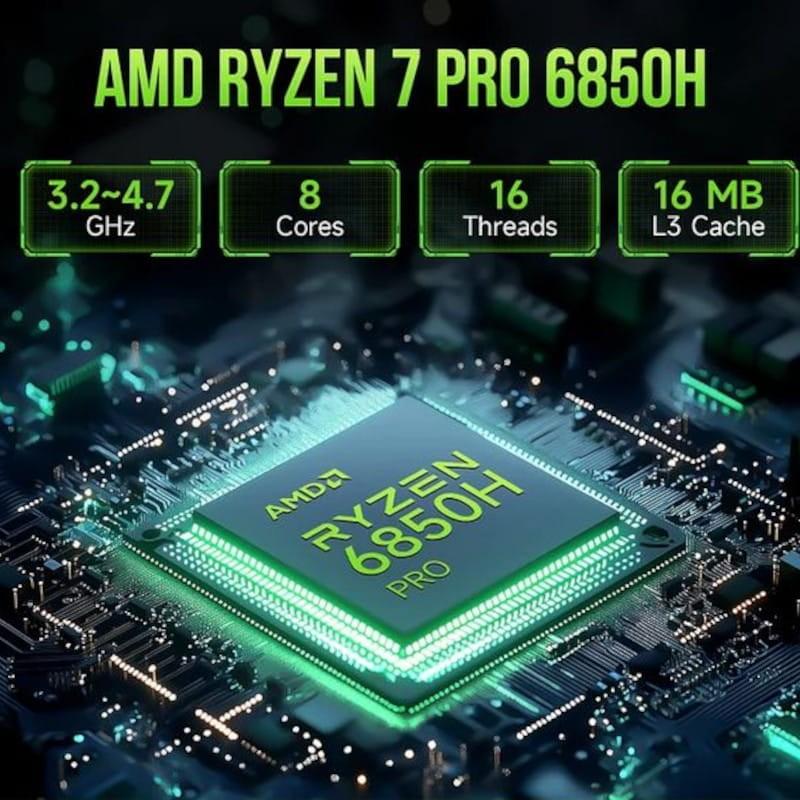 Processeur de GMKtec NucBox M7 AMD Ryzen 7 Pro 6850H/16 Go DDR5/512 Go SSD/Windows 11 Pro Argent - Mini PC