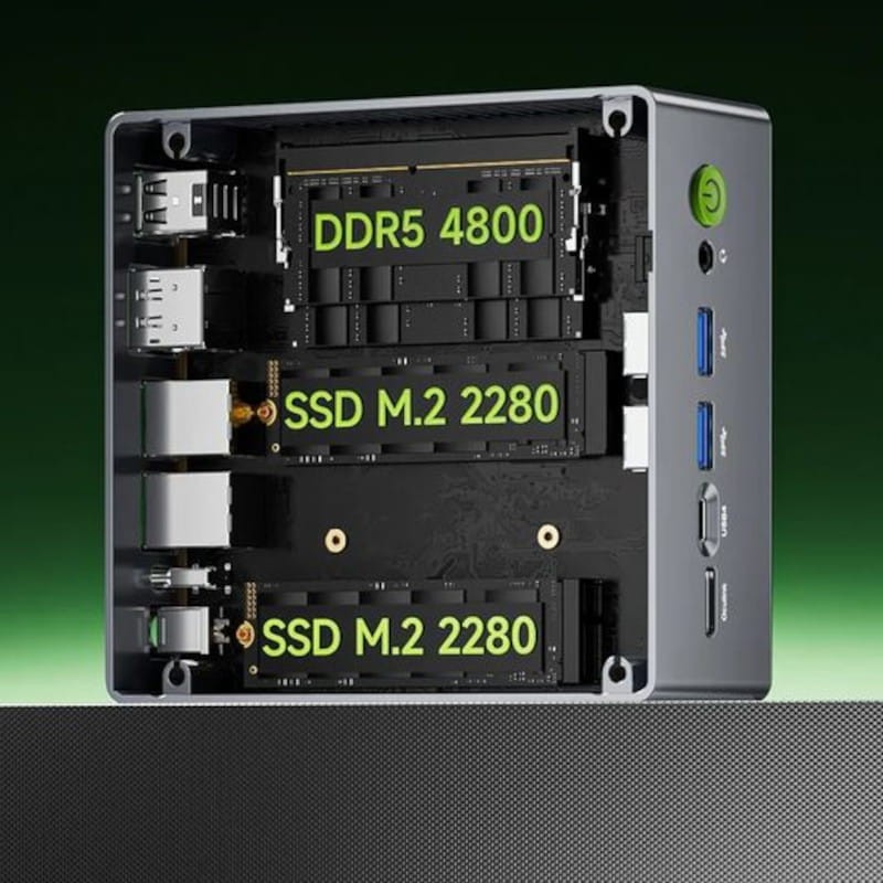 Ranures de GMKtec NucBox M7 AMD Ryzen 7 Pro 6850H/16 Go DDR5/512 Go SSD/Windows 11 Pro Argent - Mini PC