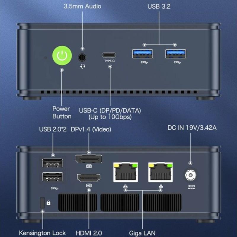 Ports de GMKtec NucBox M5 Plus Ryzen 7 5825U/32Go/1To Noir - Mini PC