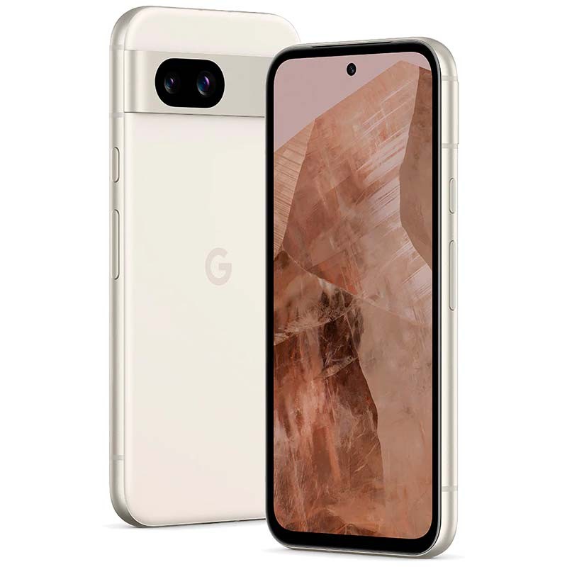 Teléfono móvil Google Pixel 8a 5G 8GB/128GB Porcelana Renovado - Estado Excelente Vista frontal y trasera