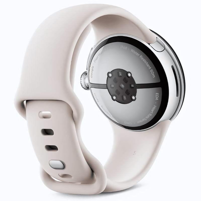 Google Pixel Watch 3 41 mm Wi-Fi Prateado com bracelete em porcelana imagem posterior