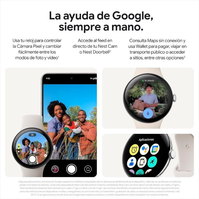 Google Pixel Watch 3 41 mm Wi-Fi Prateado com Bracelete em Porcelana com Suporte Google