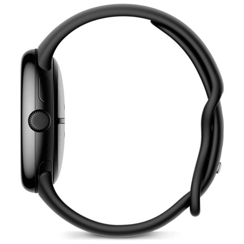 Google Pixel Watch 3 45 mm Wi-Fi Preto com bracelete em Obsidiana vista de perfil