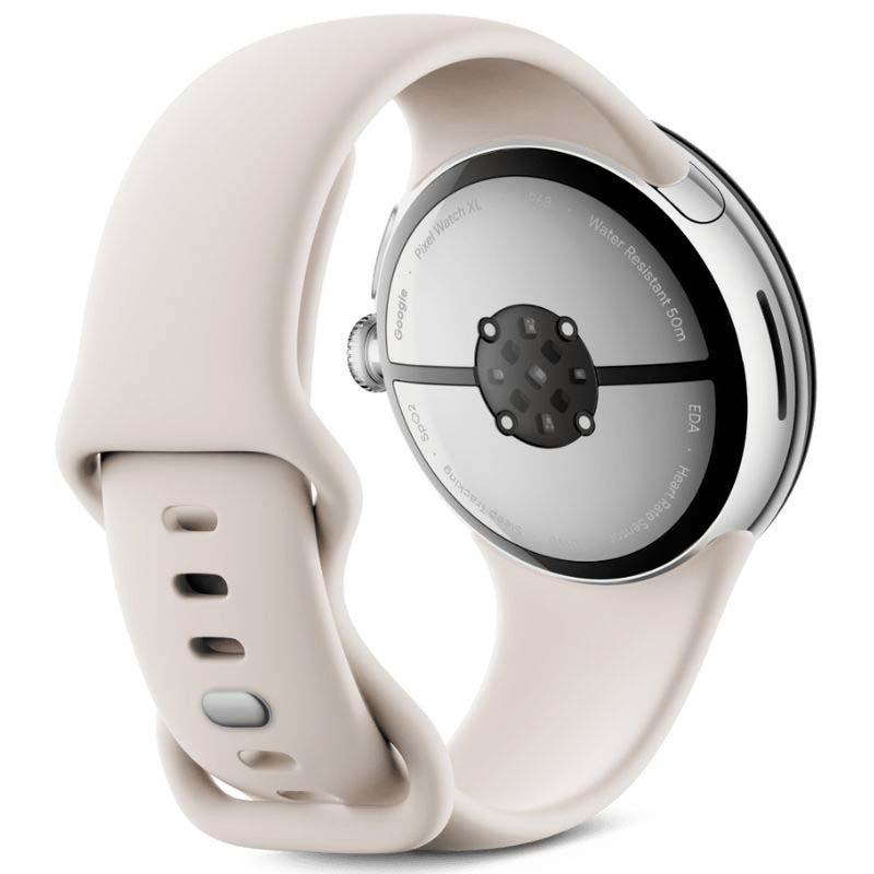 Google Pixel Watch 3 45mm 4G LTE Plata con Correa Porcelana imagen trasera