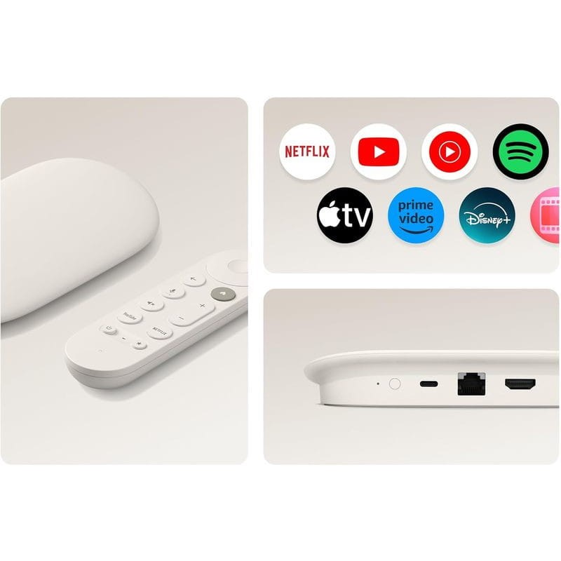 Commande de Google TV Streamer 4K avec IA et commande vocale Porcelaine - Android TV