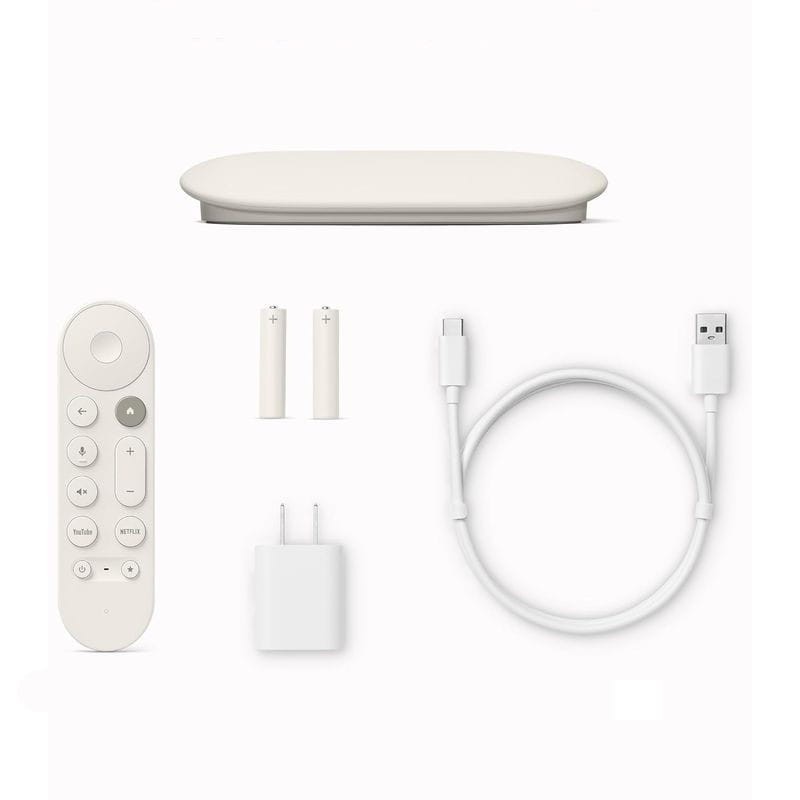 Contenu de la boîte de Google TV Streamer 4K avec IA et commande vocale Porcelaine - Android TV