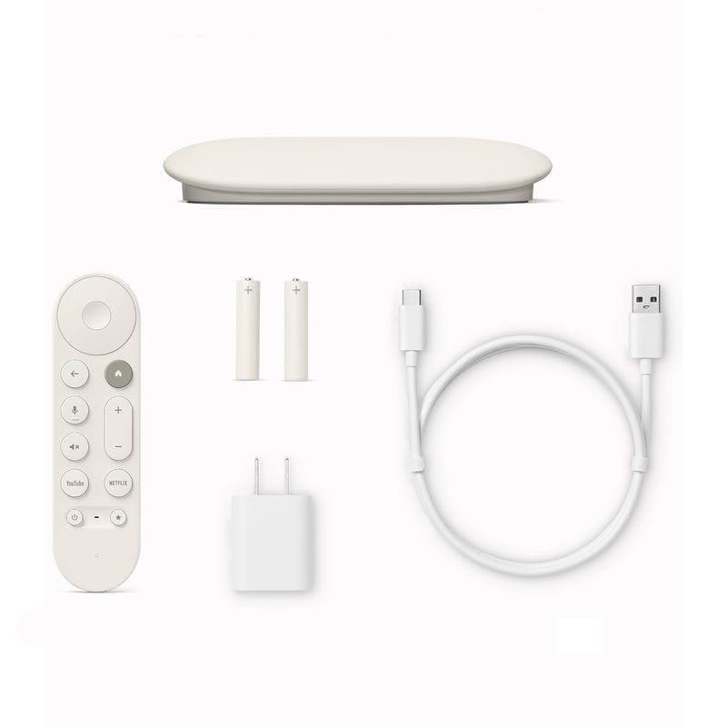 Contenu de la boîte de Google TV Streamer 4K avec IA et commande vocale Porcelaine - Android TV