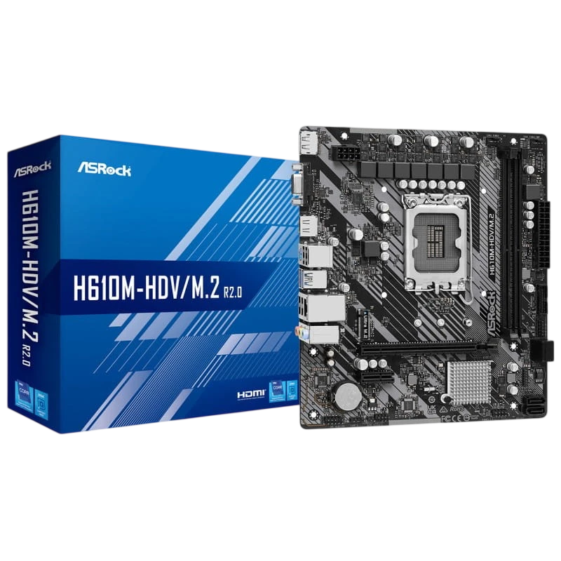 Asrock H610M-HDV/M.2 R2.0 Intel LGA 1700 64GB micro ATX Negro, Gris, Plata - Placa base