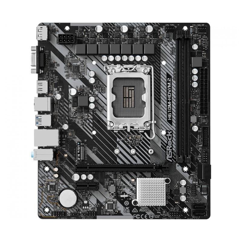 Asrock H610M-HDV/M.2 R2.0 Intel LGA 1700 64GB micro ATX Negro, Gris, Plata - Placa base imagen frontal