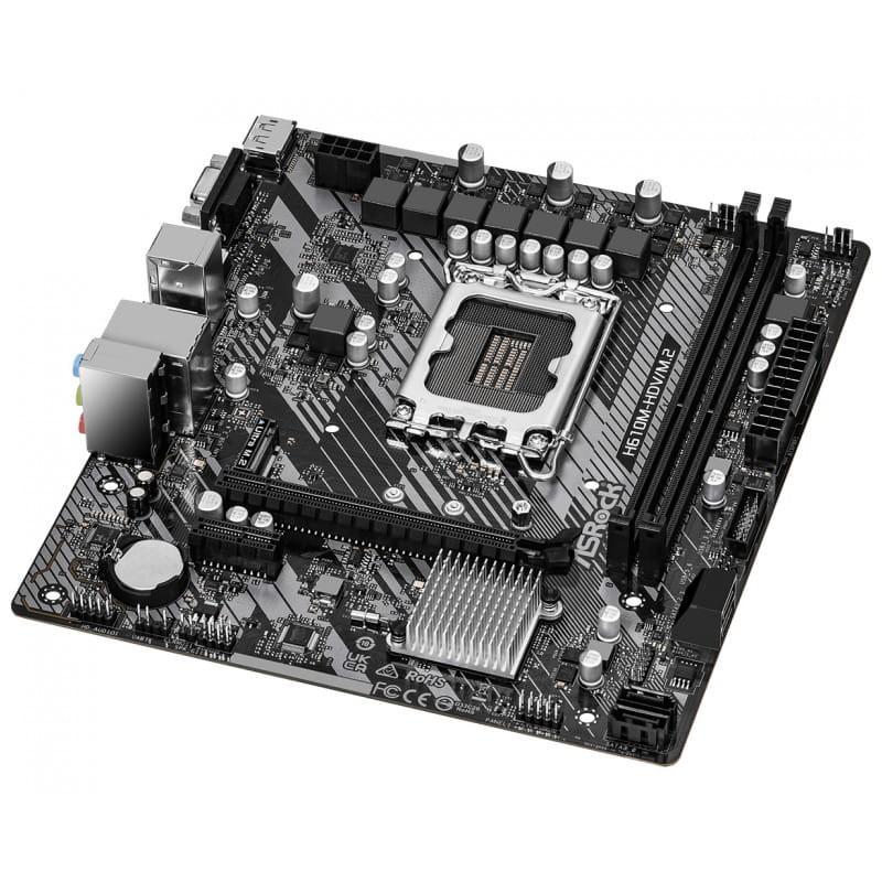 Asrock H610M-HDV/M.2 R2.0 Intel LGA 1700 64GB micro ATX Negro, Gris, Plata - Placa base imagen cenital