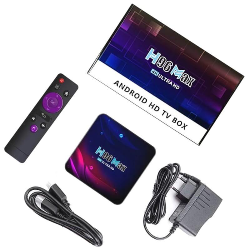 Conteúdo da caixa do H96 Max V11 RK3188 4 GB/32GB Wifi Dual  Android 11 - Android TV
