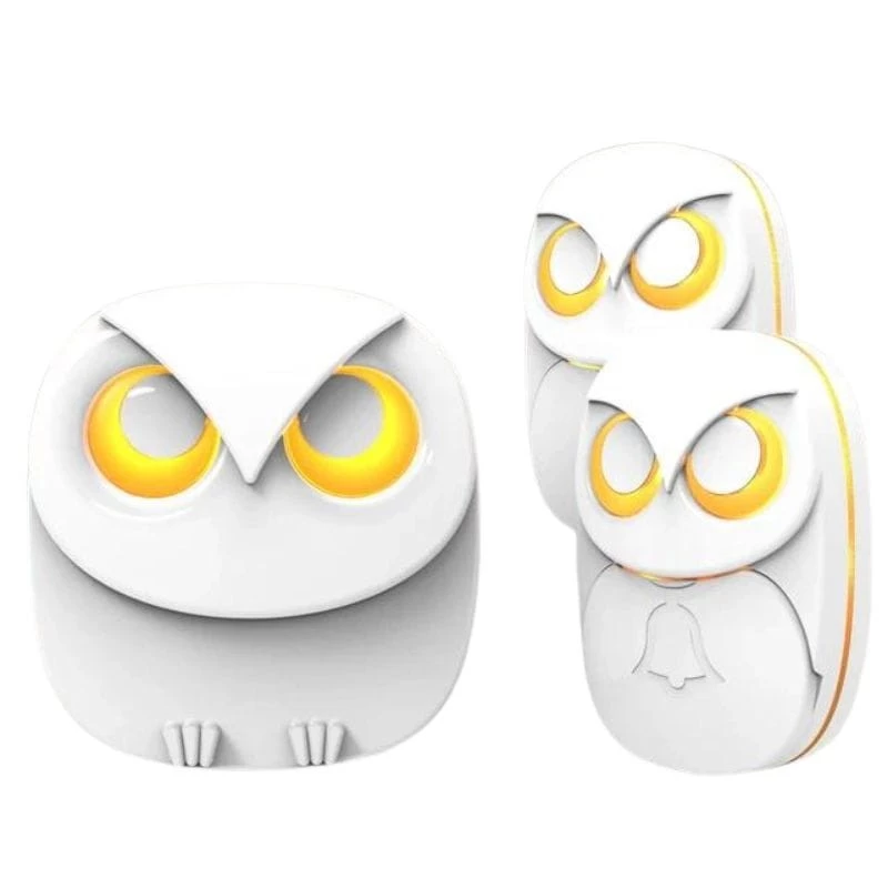 Timbre inalámbrico HB-808 Búhos Blanco 2 emisores