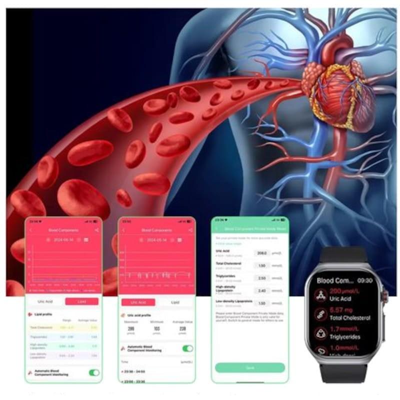 Sensor de frecuencia cardíaca de Hello ET585 Cuero  Negro - Reloj inteligente