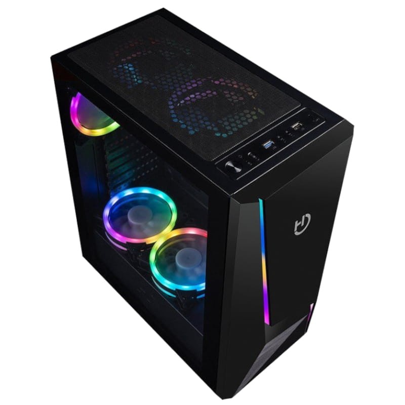 vista superior de la Hiditec V20 PRO ARGB  Semitorre Cristal templado Negro - Caja Gaming