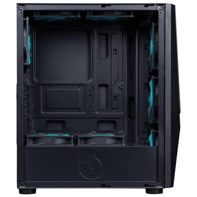 vista lateral de la Hiditec V20 PRO ARGB  Semitorre Cristal templado Negro - Caja Gaming