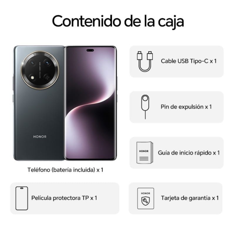 Honor Magic7 Lite 5G 8GB/256GB Negro - Teléfono Móvil contenido de la caja