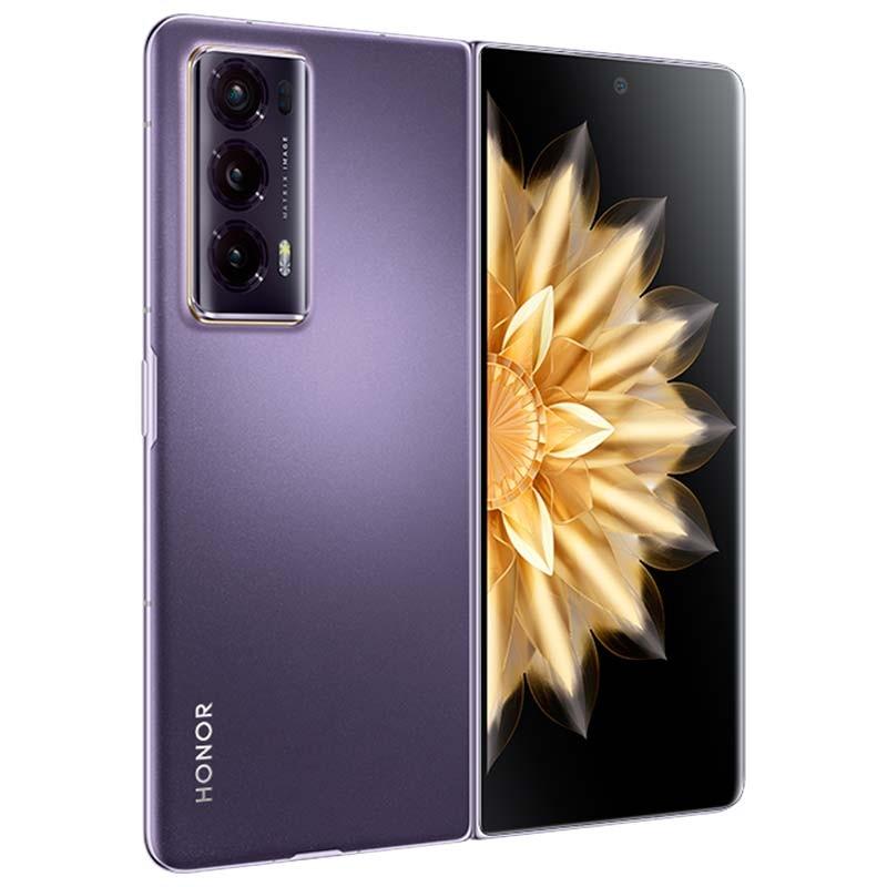partie extérieure et côté gauche du Smartphone Honor Magic V2 5G 16Go/512Go Violet déployé