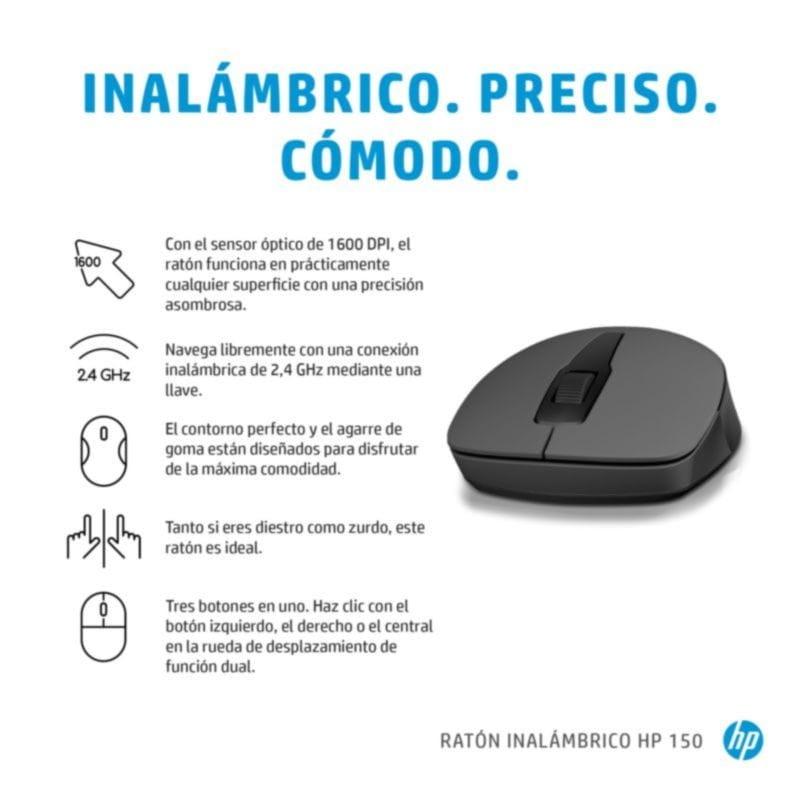 Funções do Rato Sem Fio HP 150 Preto