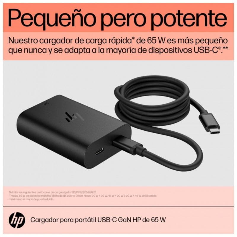 Carga rápida de 65W del Cargador portátil HP 600Q7AA