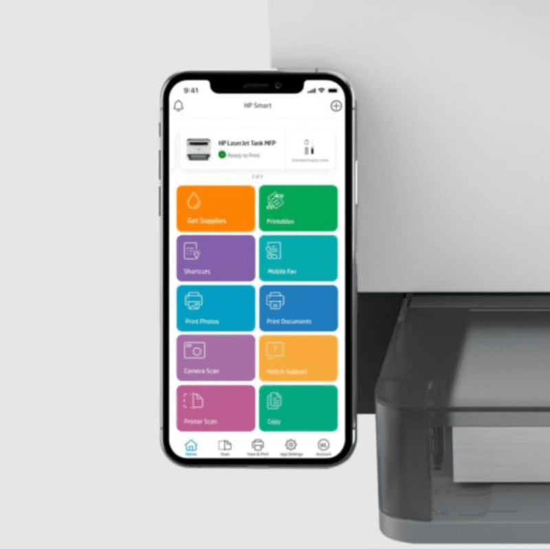 Impressora multifuncional HP LaserJet Tank 1604w com conectividade WiFi