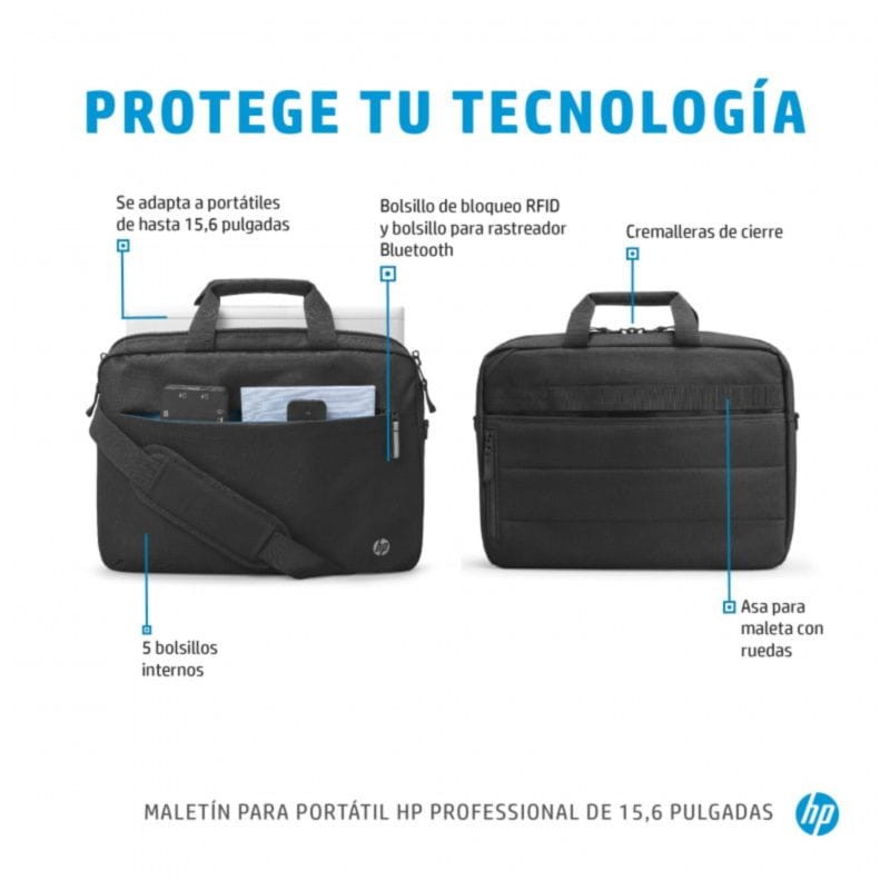 Maletín HP Professional 500S7AA RFID Negro con tecnología RFID