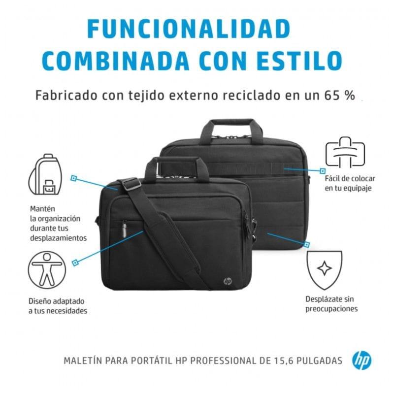 Maletín HP Professional 500S7AA RFID Negro con Tejido reciclado 