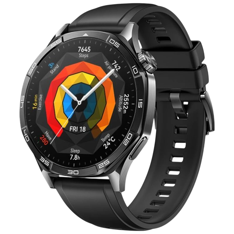 Huawei Watch GT5 46 mm GPS Bracelet Fluoroélastomère Noir - Montre Intelligente
