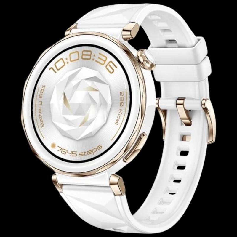 Huawei Watch GT5 Pro 42mm GPS Fluoroélastomère Bracelet Blanc - Montre intelligente