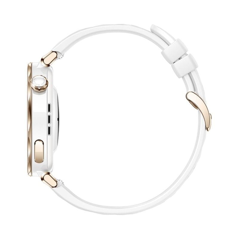 Latérale droite de Huawei Watch GT5 Pro 42mm GPS Fluoroélastomère Bracelet Blanc - Montre intelligente